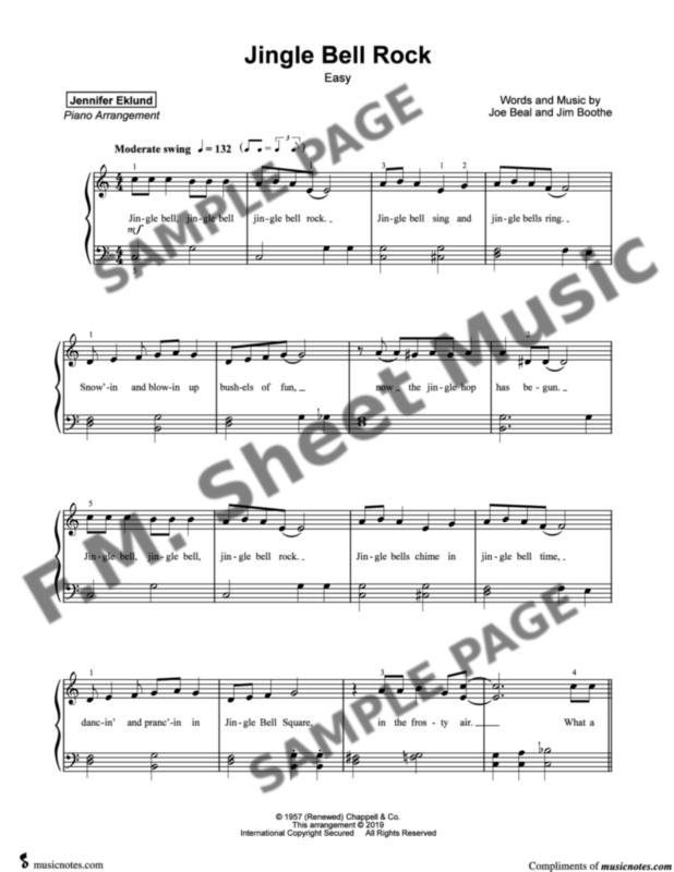 Jingle Bell Rock (Easy Piano) By Bobby Helms F.M. Sheet Music Pop